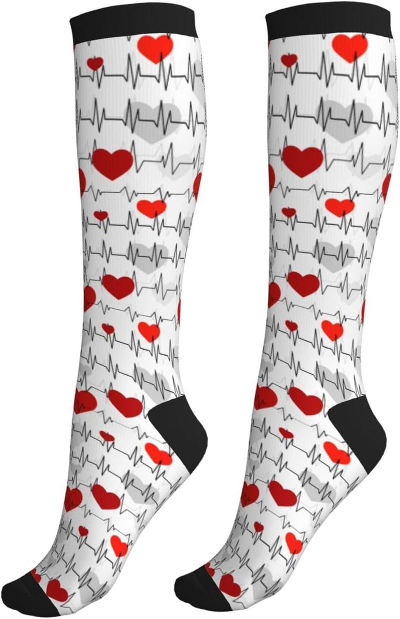 Figtihw Tie Dye Compression Socks Knee High Support Socks For Women Men Running Athletic Hiking - Image 1